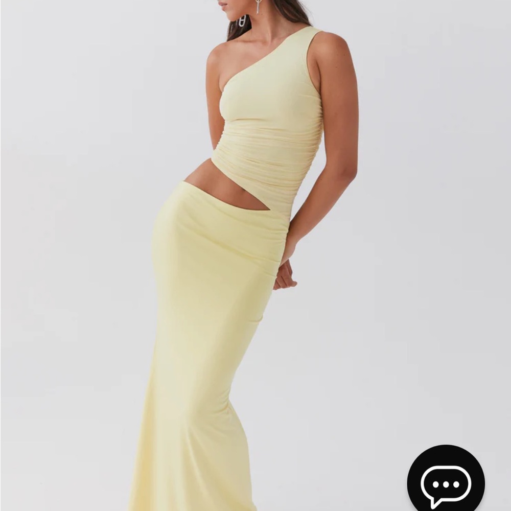 PEPPERMAYO - Seranella One Shoulder Maxi Dress - Lemon - Size 2